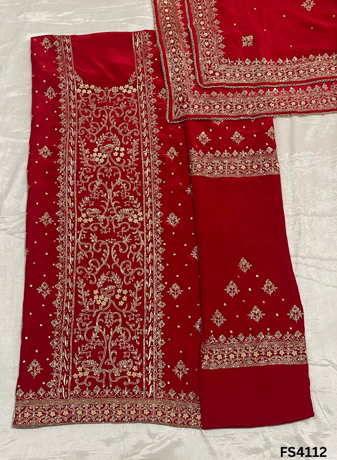 FS4112 | Crepe Suit | Party Wear | Wedding Suit | Jaggo Suit | Festival Suit |