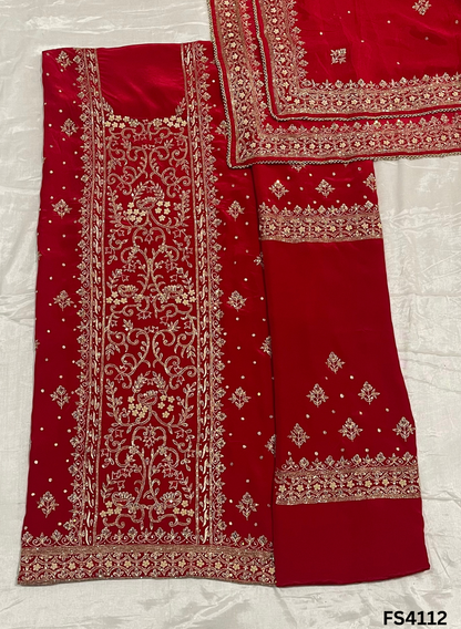 FS4112 | Crepe Suit | Party Wear | Wedding Suit | Jaggo Suit | Festival Suit |