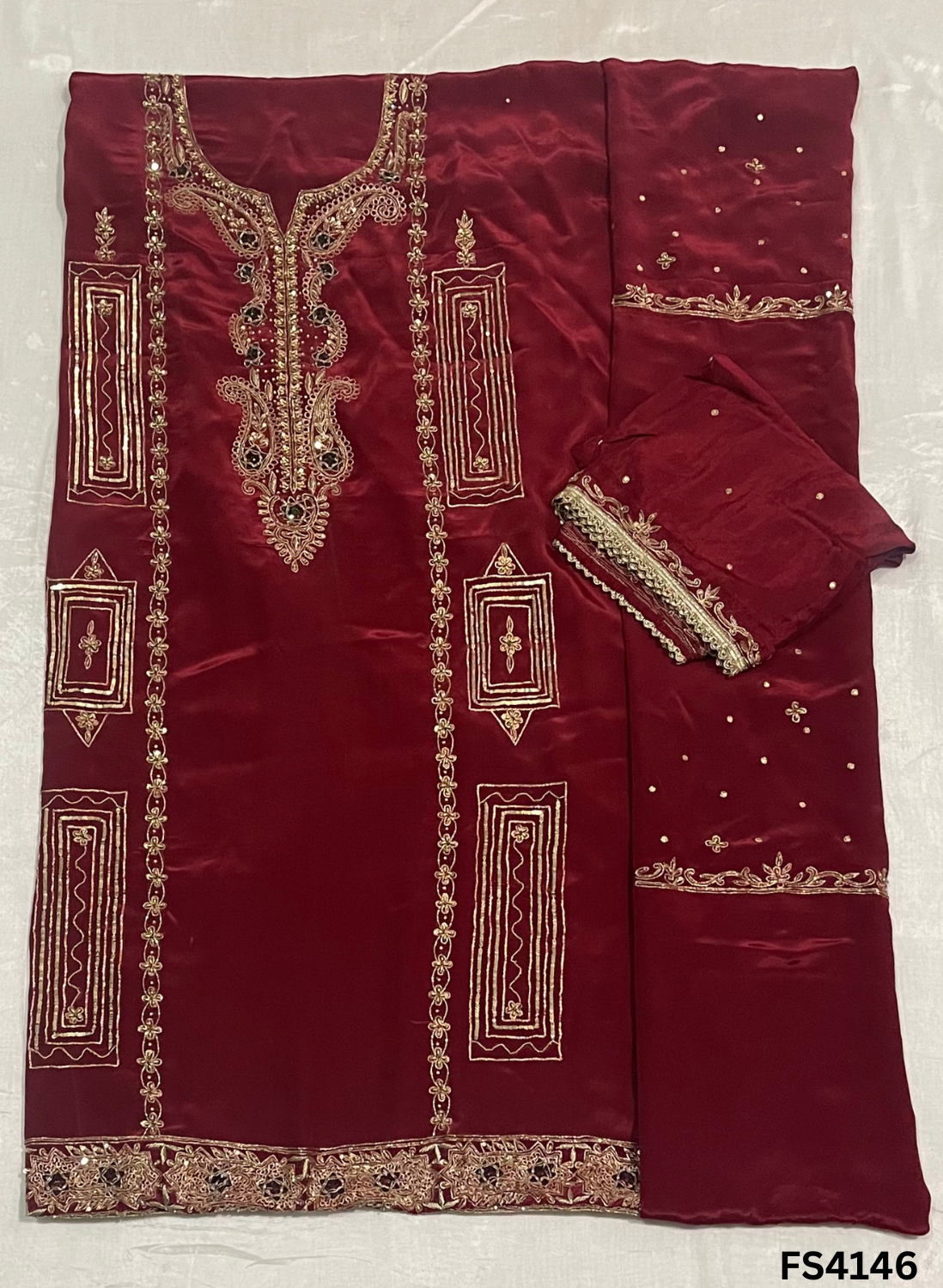 FS4146 | Crepe Suit | Party Wear | Wedding Suit  | Jaggo Suit | Festival Suit |