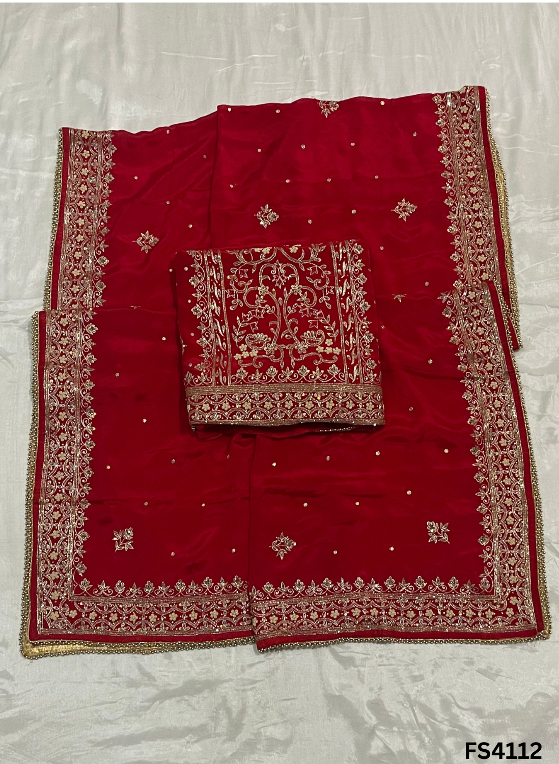 FS4112 | Crepe Suit | Party Wear | Wedding Suit | Jaggo Suit | Festival Suit |