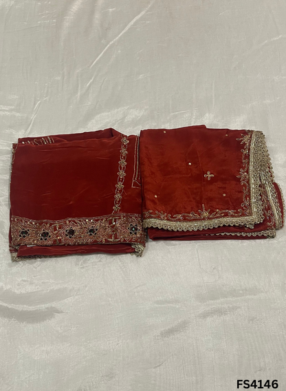 FS4146 | Crepe Suit | Party Wear | Wedding Suit  | Jaggo Suit | Festival Suit |