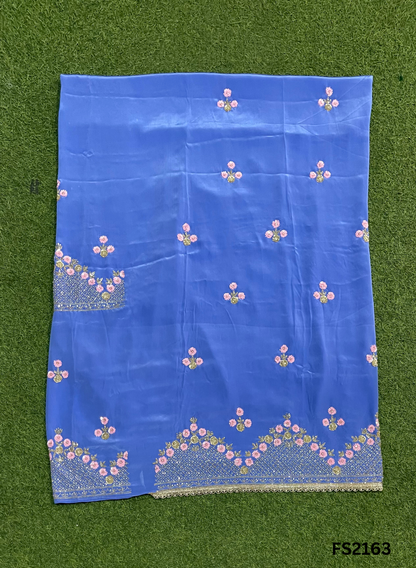 FS2163 | Sky-Blue | Crepe Suit | Hand-Work | Party Wear | Wedding | Ring Ceremony | Festival | Bridal Suit