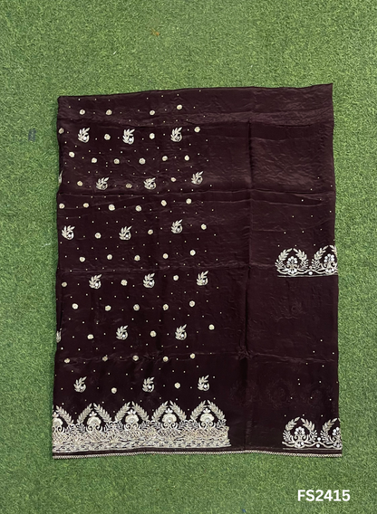 FS2415 | Coffee | Crepe Suit | Wedding | Party Wear | Ring Ceremony | Festival Suit | Allover suit