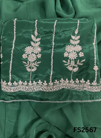FS2567 | BOTTEL GREEN | Crepe Suit | Party Wear | Wedding | Ring Ceremony | Festival |