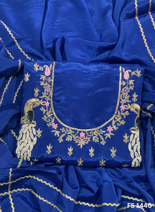 FS1440 | Royal-Blue | Crepe | Party Wear | Wedding | Jaggo | Ring Ceremony | Festival