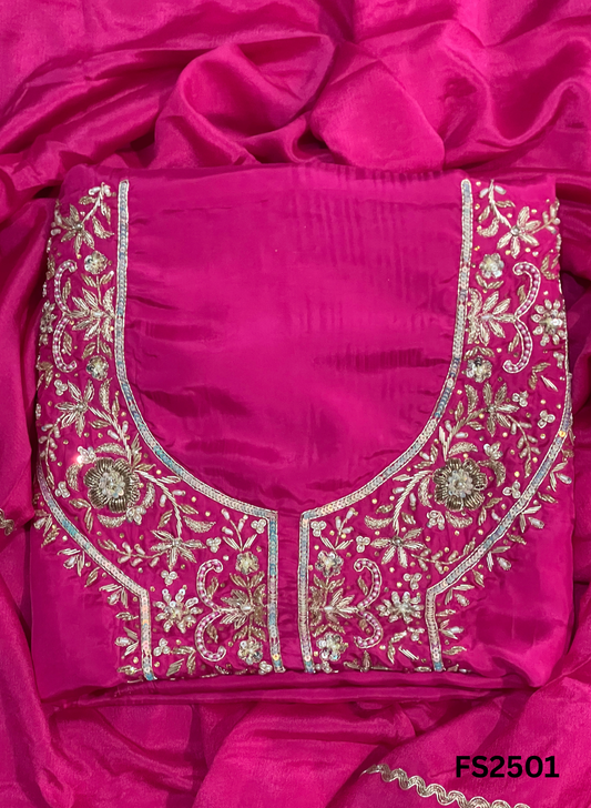 FS2501 |  Hot-Pink | Crepe Suit | Wedding | Party Wear | Ring Ceremony | Festival Suit | Allover suit