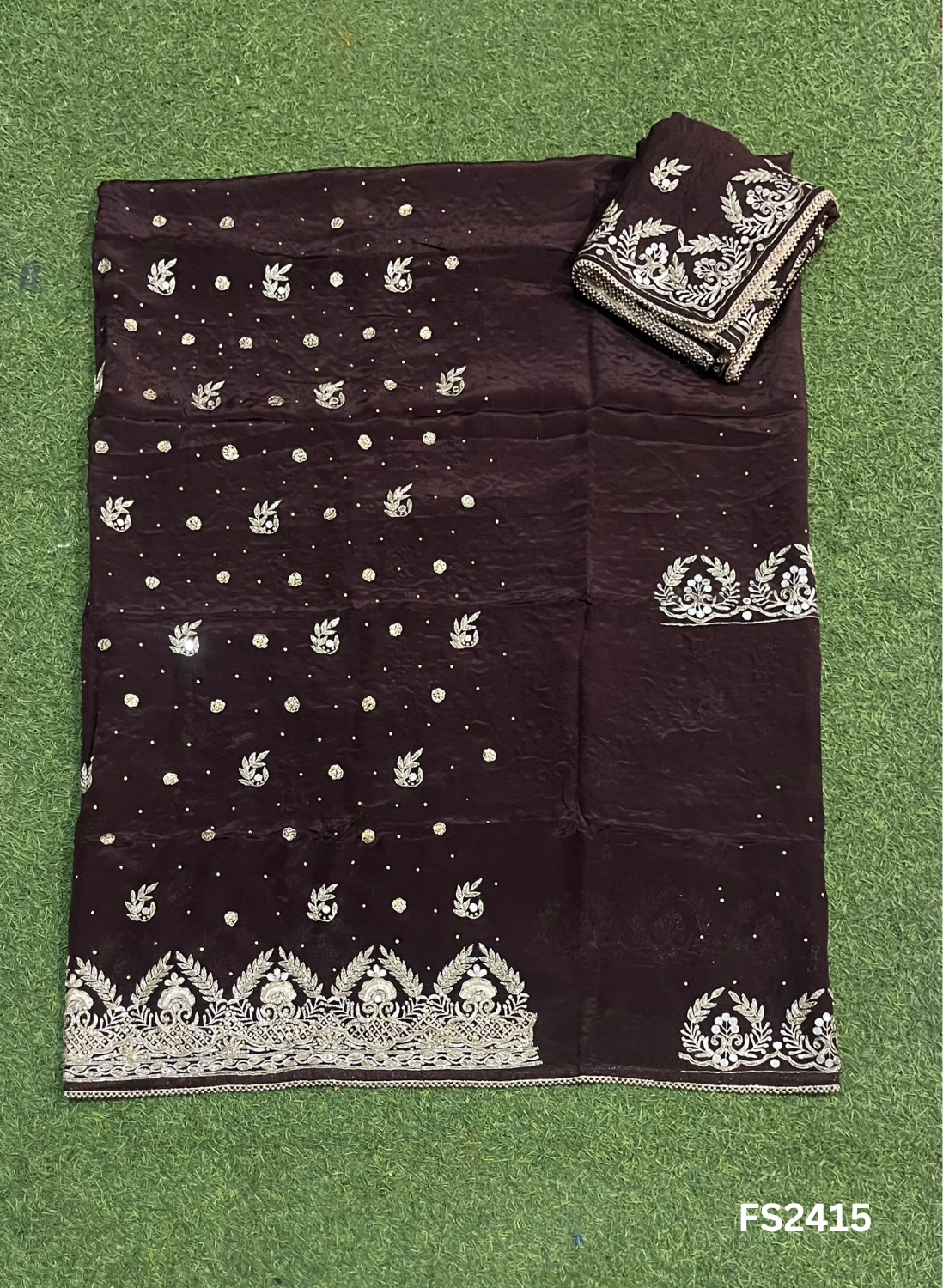 FS2415 | Coffee | Crepe Suit | Wedding | Party Wear | Ring Ceremony | Festival Suit | Allover suit