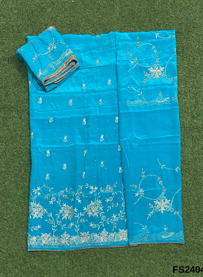FS2404 | Sky-Blue | Crepe Suit | Wedding | Party Wear | Ring Ceremony | Festival Suit | Allover suit