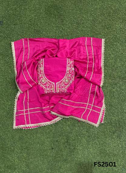 FS2501 |  Hot-Pink | Raw Silk Suit | Wedding | Party Wear | Ring Ceremony | Festival Suit | Allover suit