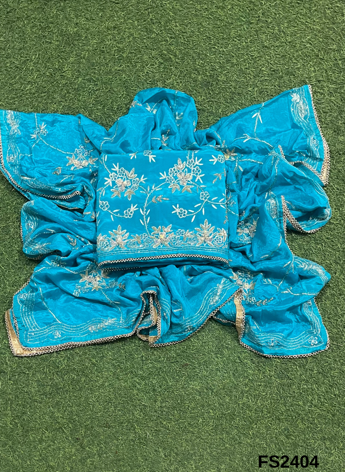 FS2404 | Sky-Blue | Crepe Suit | Wedding | Party Wear | Ring Ceremony | Festival Suit | Allover suit