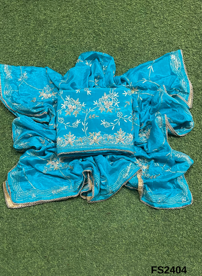 FS2404 | Sky-Blue | Crepe Suit | Wedding | Party Wear | Ring Ceremony | Festival Suit | Allover suit