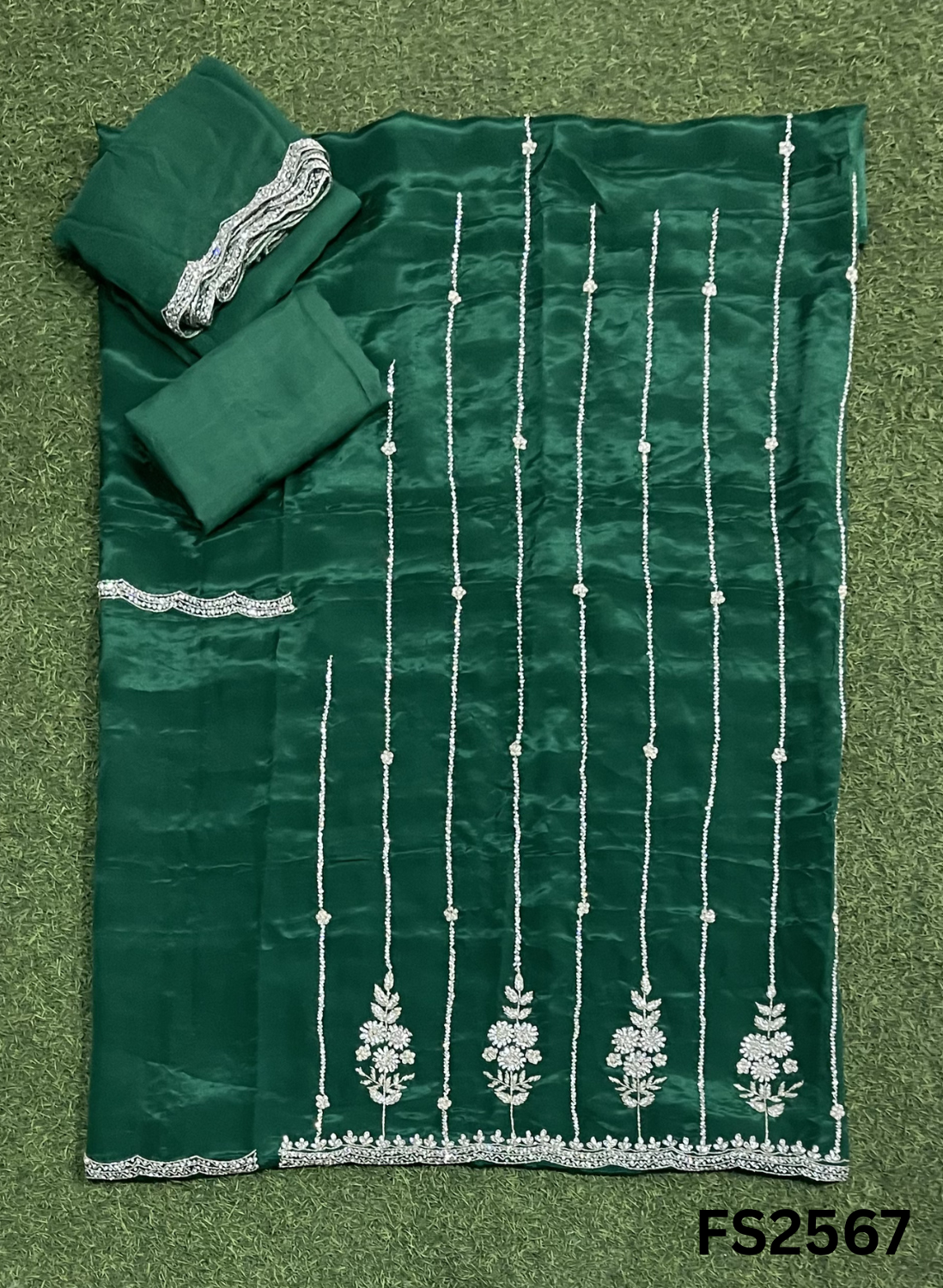 FS2567 | BOTTEL GREEN | Crepe Suit | Party Wear | Wedding | Ring Ceremony | Festival |