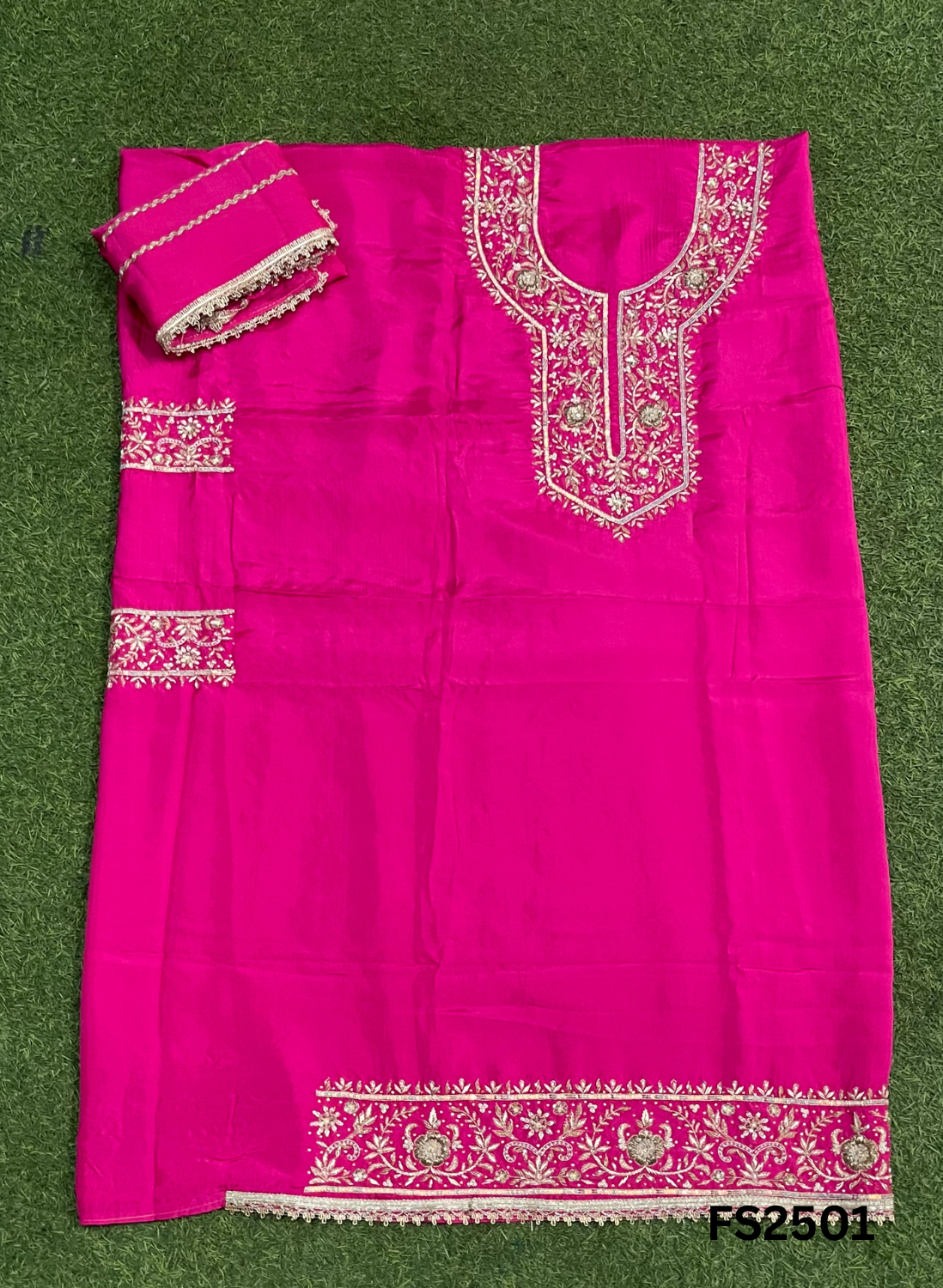 FS2501 |  Hot-Pink | Raw Silk Suit | Wedding | Party Wear | Ring Ceremony | Festival Suit | Allover suit