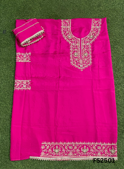 FS2501 |  Hot-Pink | Raw Silk Suit | Wedding | Party Wear | Ring Ceremony | Festival Suit | Allover suit