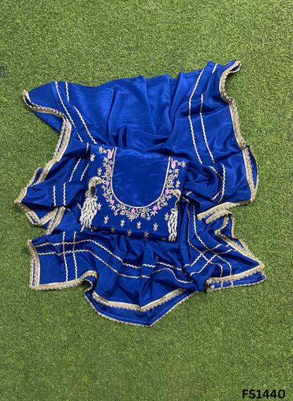 FS1440 | Royal-Blue | Crepe | Party Wear | Wedding | Jaggo | Ring Ceremony | Festival