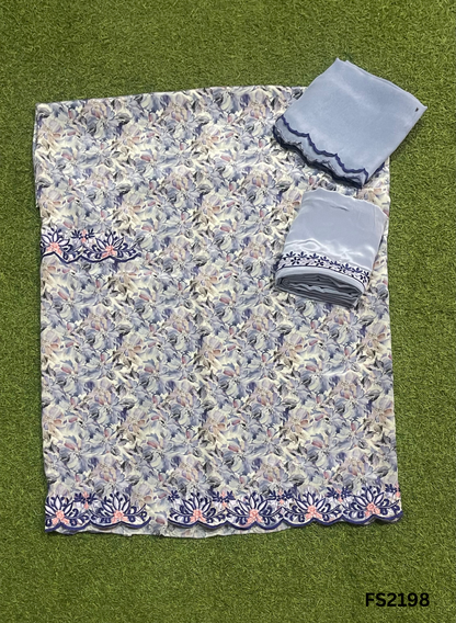 FS2198 | Powder-Blue | Crepe Suit |  Suit | Party Wear | Wedding | Jaggo | Ring Ceremony | Festival