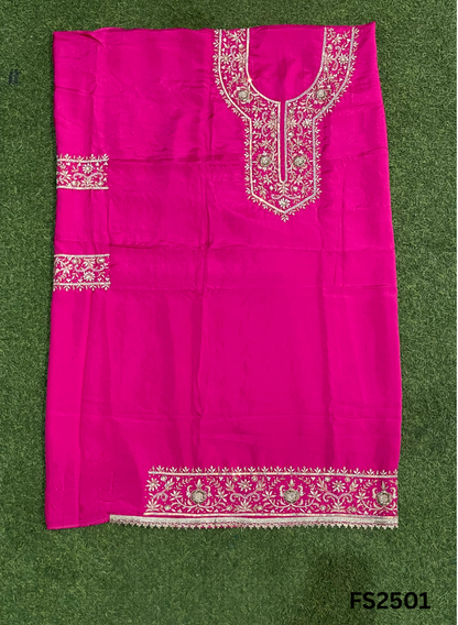 FS2501 |  Hot-Pink | Raw Silk Suit | Wedding | Party Wear | Ring Ceremony | Festival Suit | Allover suit