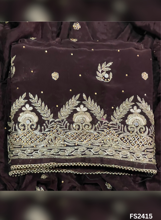 FS2415 | Coffee | Crepe Suit | Wedding | Party Wear | Ring Ceremony | Festival Suit | Allover suit