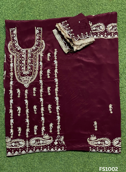 FS1002 | Mehroon | Crepe Suit | Bridal Suit | Party Wear | Wedding | Festival | Celebrity | Ring Ceremony