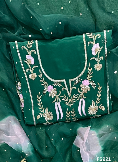 FS921 | Bottle Green | Crepe | Crepe Suit | Wedding | Party Wear | Ring Ceremony | Festival Suit | Allover suit|