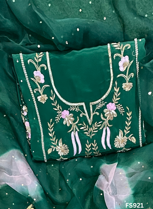 FS921 | Bottle Green | Crepe | Crepe Suit | Wedding | Party Wear | Ring Ceremony | Festival Suit | Allover suit|
