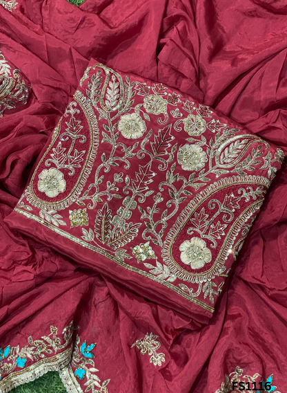 FS1116 | Mehroon |  Crepe | Crepe Suit | Wedding | Party Wear | Ring Ceremony | Festival Suit | FS039