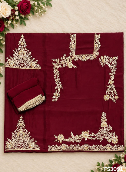 FS3091 | | Cross Silk | Party Wear | Wedding | Jaggo | Ring Ceremony | Festival