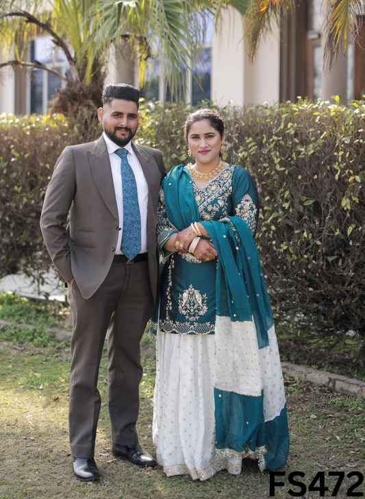 FS472 | Peacock | Cross Silk | Party Wear | Wedding | Jaggo | Ring Ceremony | Festival