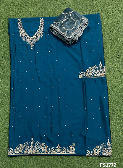 FS1772 | Peacock | Cross Silk | Party Wear | Wedding | Jaggo | Ring Ceremony | Festival