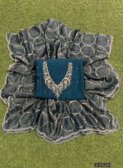 FS1772 | Peacock | Cross Silk | Party Wear | Wedding | Jaggo | Ring Ceremony | Festival