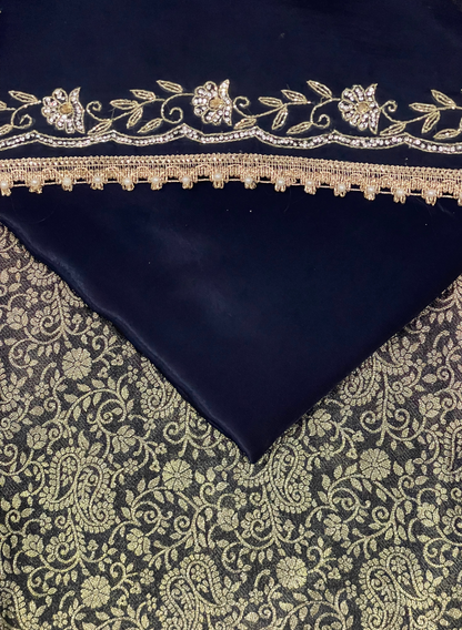 Dark Blue Banarsi Silk Suit | Party Wear | Wedding | Ring Ceremony | Festival | Bridal