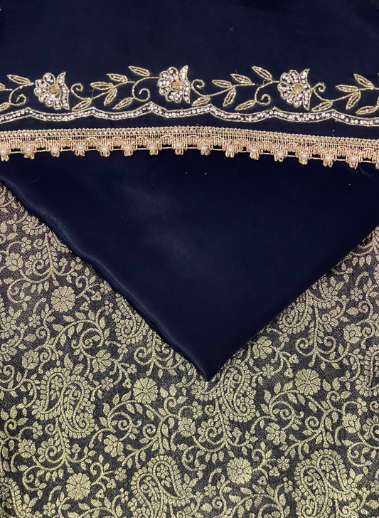Dark Blue Banarsi Silk Suit | Party Wear | Wedding | Ring Ceremony | Festival | Bridal
