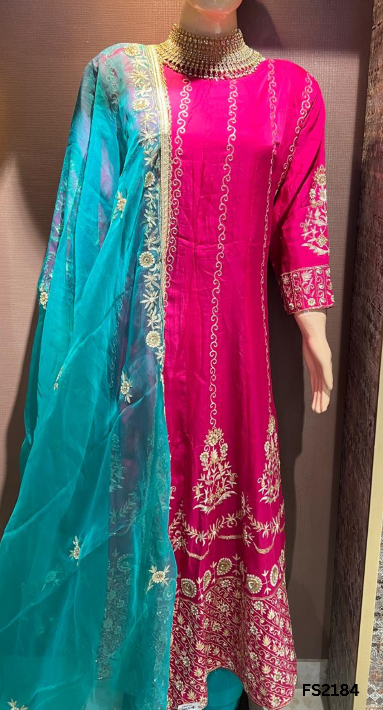 FS2184 | Silk | Anarkali suit | Party Wear | Wedding | Jaggo | Ring Ceremony | Festival |