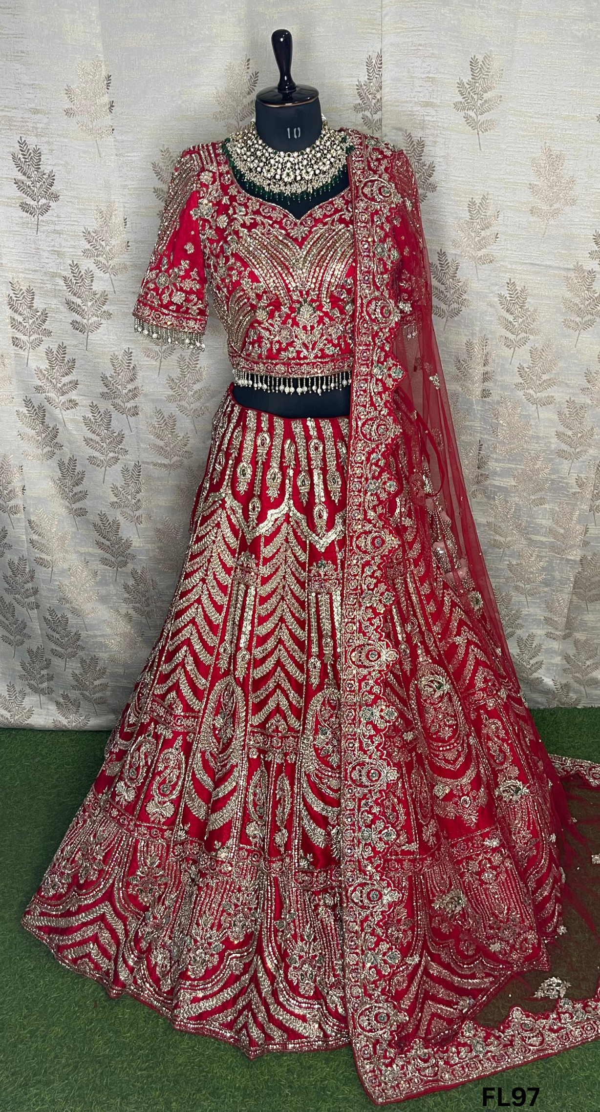 FL97 | Bridal Lehenga | Raw-Silk | Hand Embroidery | Wedding Day | Designer Bridal Lehenga |