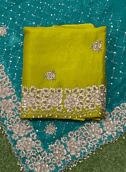 Mehandi |  Organza Suit | Party Wear | Wedding | Jaggo | Ring Ceremony | Festival | FS107