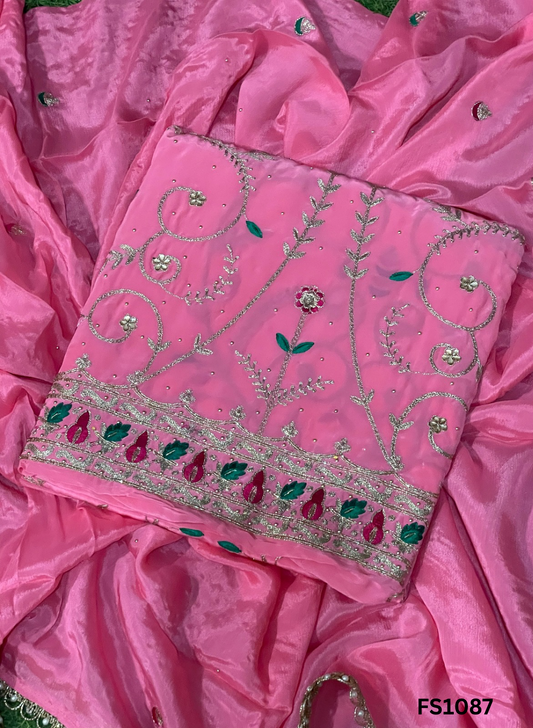 FS1087 | Baby-Pink | Crepe Suit | Wedding | Party Wear | Ring Ceremony | Festival Suit | Allover suit |