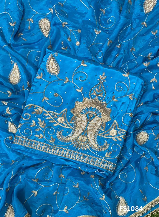 FS1084 | Firozi | Crepe Suit | Wedding | Party Wear | Ring Ceremony | Festival Suit | Allover suit |