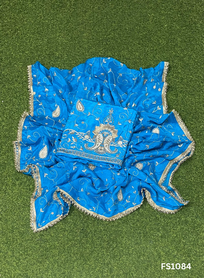 FS1084 | Firozi | Crepe Suit | Wedding | Party Wear | Ring Ceremony | Festival Suit | Allover suit |