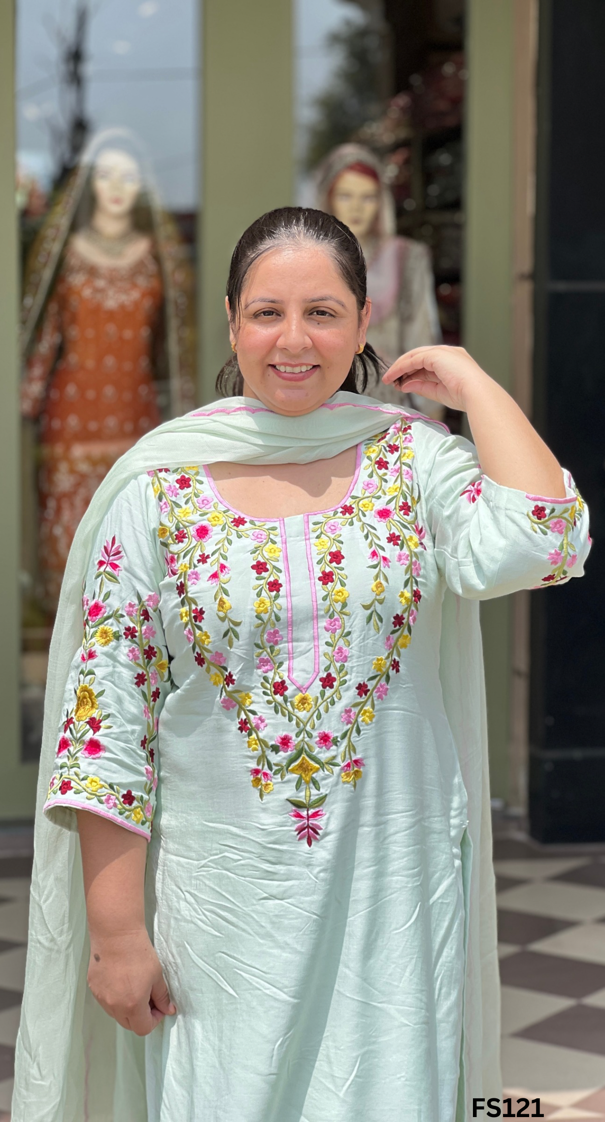 FS121 | Light Pista | Muslin Cotton Suit | Casual wear | Summer Suits | Regular wear |