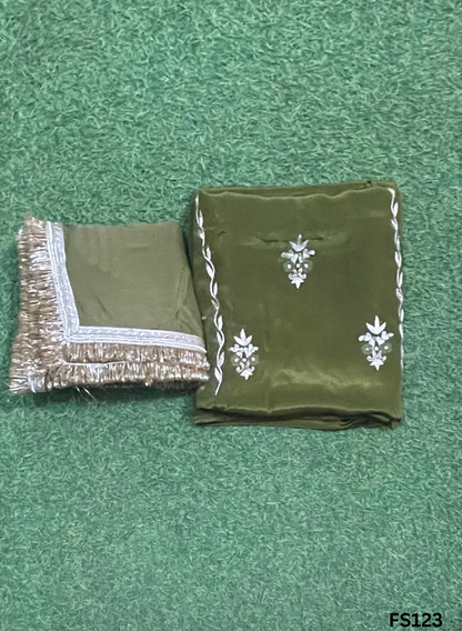 FS123 | Red | Crepe | Party Wear | Wedding | Jaggo | Ring Ceremony | Festival