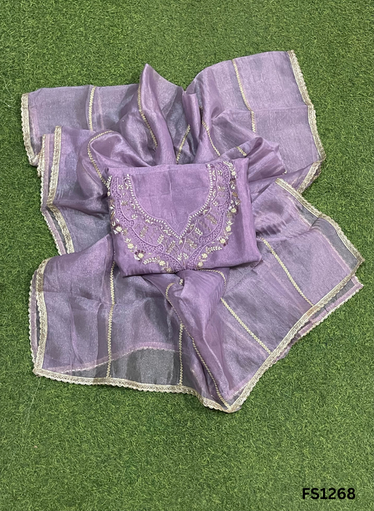 FS1268 | Lavender | Glass Shimmer Suit | Party Wear | Wedding | Jaggo | Ring Ceremony | Festival