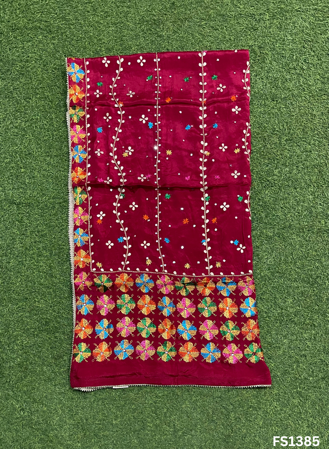 FS1385 | Luxurious | Embroidered | Pure Kamal Chinon | Phulkari - 2.5 Meters of Elegance