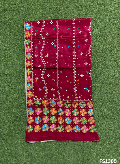 FS1385 | Luxurious | Embroidered | Pure Kamal Chinon | Phulkari - 2.5 Meters of Elegance