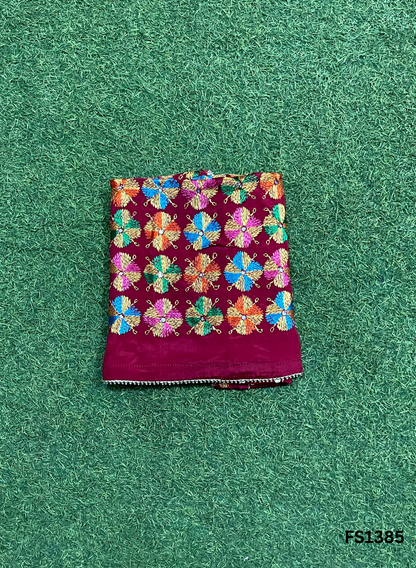 FS1385 | Luxurious | Embroidered | Pure Kamal Chinon | Phulkari - 2.5 Meters of Elegance