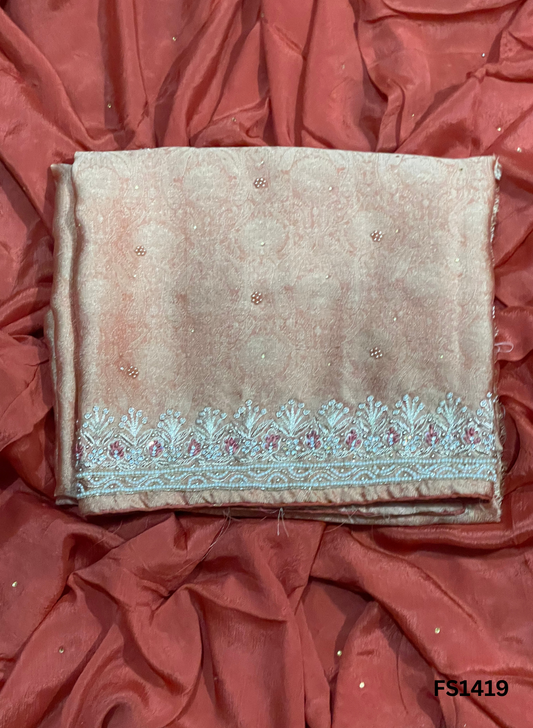 FS1419 | Rust | Banarasi Silk Suit | Party Wear | Wedding | Jaggo | Ring Ceremony | Festival