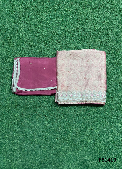 FS1419 | Rust | Banarasi Silk Suit | Party Wear | Wedding | Jaggo | Ring Ceremony | Festival