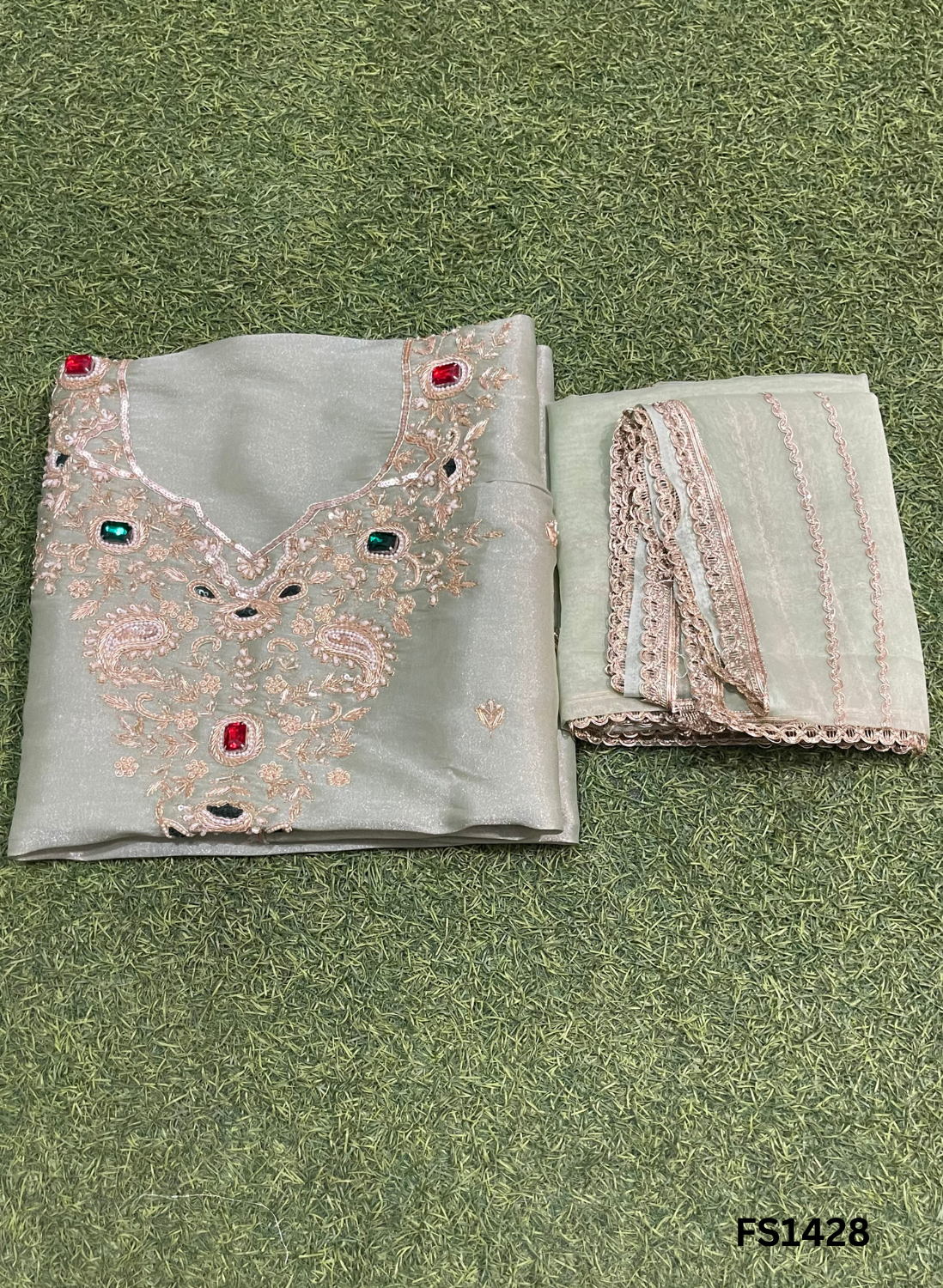 FS1428 | Laveder| Glass Shimmer Suit | Party Wear | Wedding | Jaggo | Ring Ceremony | Festival