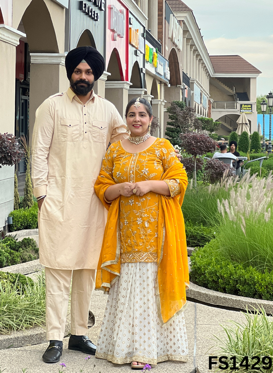 FS1429 | Yellow | Georgette Suit | Party Wear | Wedding | Jaggo | Ring Ceremony | Festival&nbsp;