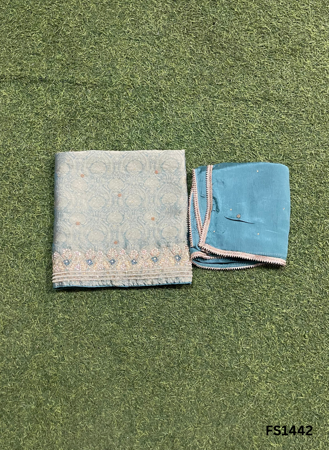 FS1442| Rust | Banarasi Silk Suit| Party Wear | Wedding | Jaggo | Ring Ceremony | Festival