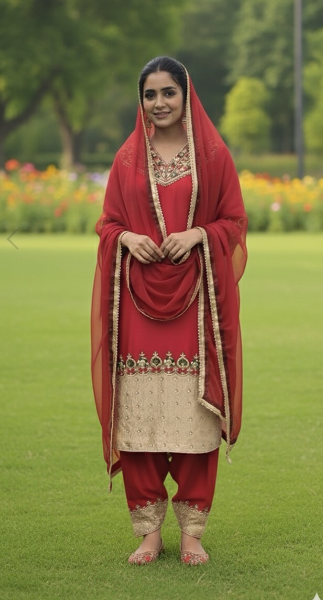 FS1361 | Red | Crepe Suit | Party Wear | Wedding | Ring Ceremony | Festival